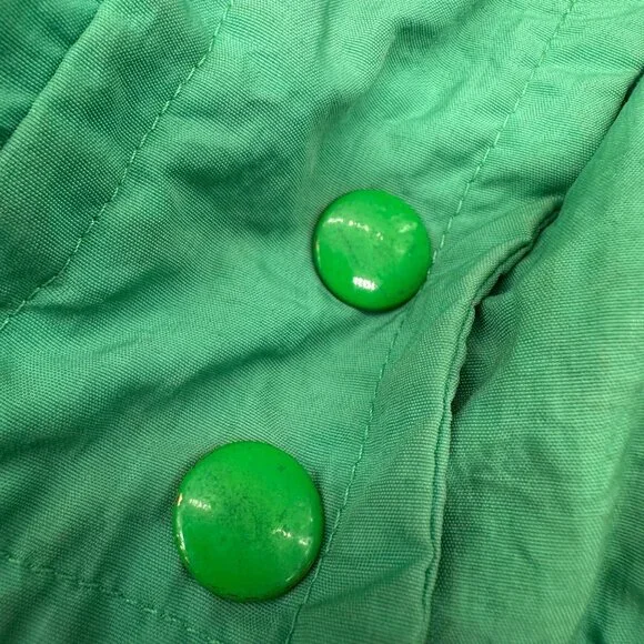 Vintage Green Puffer Coat Jacket Womens Medium 1990s Mixed Blues Nylon Down - Picture 6 of 7